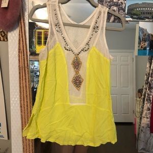 Super fun beaded electric yellow tank!